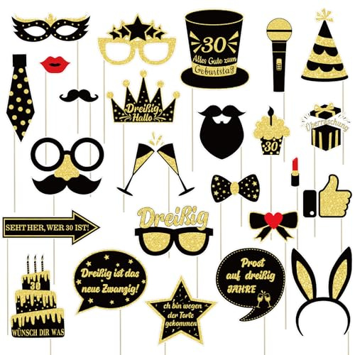 30 Geburtstag Foto Requisiten,Photo Booth Requisiten Fotobox Accessoires für Geburtstag Party Dekorationen Zubehör, Geburtstag Party Photo Booth Props