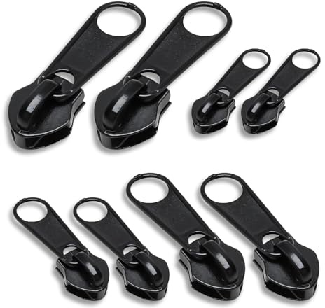 iwiio Zipper Pull Replacement - 8Pcs Zip Repair Kit, Spare Zip Puller Replacement, Assorted Sizes Removable Metal Zipper Pulls, Essential Sewing Supplies for Quick Repairs, for Clothes,Jeans,Luggage