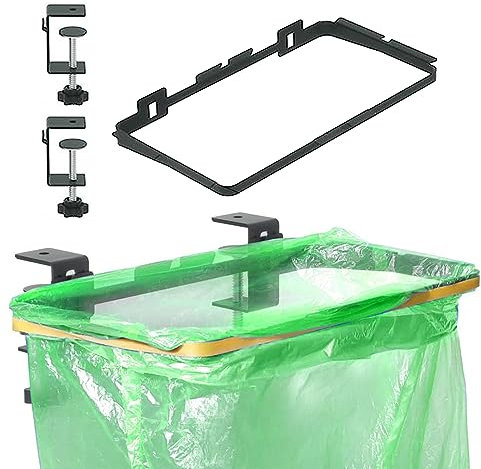 Soporte de Bolsa de Basura Colgante, Portabolsas de Basura de Acero Inoxidable, 5,5 cm Ajustable, Autocaravanas Accesorios, Soporte para Bolsas de Basura para Cocina, Oficina, Camping, Picnics
