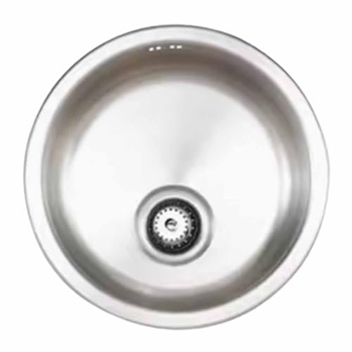 Lavello da cucina rotondo in acciaio inossidabile Set lavello singolo grande con rubinetto universale cromato Lavabo sottopiano piccolo