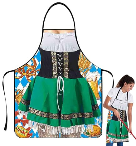 WJnflQN Oktoberfest-kostymförkläde | Oljefast tysk Dirndl-Oktoberfest-klänning- förkläden – läderbyxor förkläde, nytt förkläde för kvinnor, kvinnligt, roligt förkläde för, matlagning