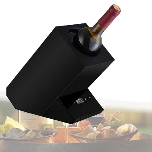 LwiftGal Electric Wine Chiller, Stainless Steel Single Bottle Cooler with LED Display and Smart Thermostat Control, No Ice, Rapid Beverage, Champagne, Drink Chiller,Black