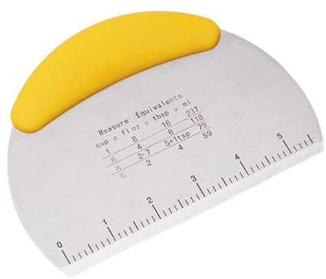 1 pcs Dough Scraper, Dough Cutter with Food Grade Stainless Steel Blade and PP Handle, Pastry Scraper, 16CM, Yellow, Pastry Cutter