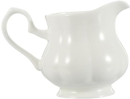 Cabilock Brocca in Ceramica Bianca Per Latte e Panna, Lattiera Da Tavola Beccuccio Antigoccia, Mini Brocca Versatile Per Casa, Bar e Ristorante, Design Compatto e Pratico