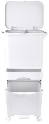 Genérico Cubo de basura de cocina de gran capacidad de 42L,Cubo de basura de cocina de tress niveles con tapagancho iateral,ruedas y asa, extraíble