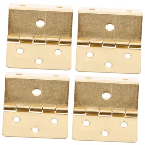 DOITOOL Lot de 4 Charnières Triples Pli Vintage en Fer Jaune, Charnière D'angle Décorative pour Portes et Armoires, Facile à Plier, pour Projets DIY