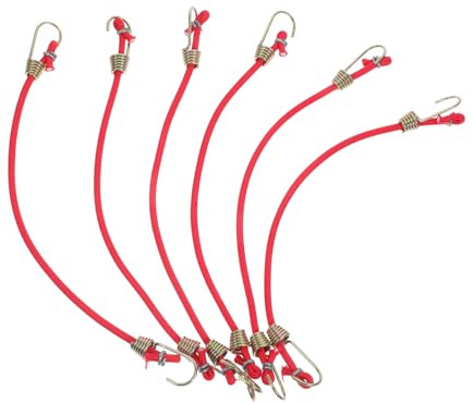 Mikikit Tendeurs Élastiques Rouges Sangles Robustes en Caoutchouc Fer avec Crochets Métalliques Lot de 6 Longueur Flexible pour Camping et Entreposage