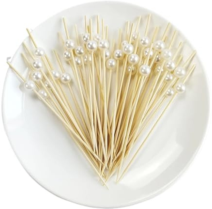 VMDVBNA Decoration Gateau Brochettes de Perles de Mariage, bâtonnets de Cocktail de Fruits, fourchettes de collation, Fournitures de Mariage, Anniversaire, 50/100 pièces(100pcs,Style1)