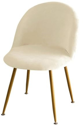 2er-/4er-Set Stuhlhussen aus Stretch-Samt mit runder Rückenlehne, abnehmbar, gebogen, Kurze Rückenlehne, armlose Stühle, Schonbezug für Wohnzimmer und Küche (Beige, 2 Stück)