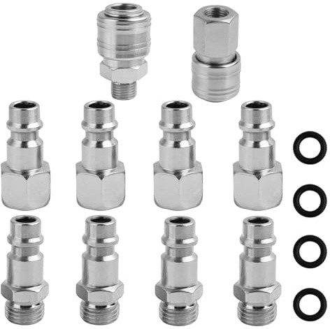 10 Stück 1/4 BSP Druckluftkupplung Schnellkupplung, Pneumatik Steckverbinder für Luftleitungen, Schlauch Kompressor Fitting, Robuste Kupplungen für Luftwerkzeuge, Automobil und Maschinen