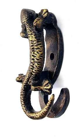 Türklopfer Eidechse, Antik-Bronze-Finish, 12,7 x 6,3 cm, dekoratives Reptilien-Design