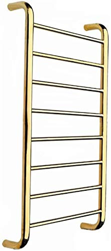 CWZZWS Bathroom Wall Heater Wall Mount Electric Towel Warmer, 304 Stainless Steel Heated Towel Drying Rack with 8 Bars Polished for Bathroom 39.37 × 20.47 × 4.4 inch Gold,Plugin (Plugin)