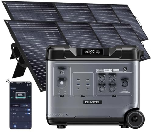 Generatore solare P5000 Pro da 4000 W con pannello da 2 * 400 W, stazione di alimentazione solare da 5120 Wh con 5 prese CA,ricarica rapida da 3200 W,emergenza per casa, campeggio e camper