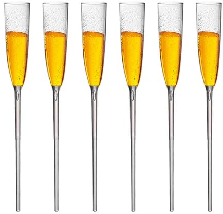 Renopfect Lot de 6 verres à vin flottants - Flûtes à champagne flottantes - Pour piscine - Verres à champagne - Verres à champagne - Verres à champagne - En acrylique - Avec pied - Sans fond - Pour