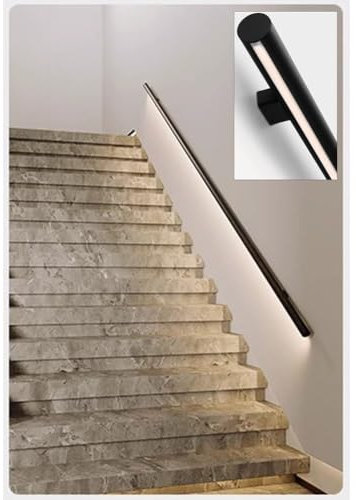 White LED Aluminum Stair RailingWall Mounted 39.3 (1m) Illuminated Indoor Stair Lighting Modern Decorative Handrail for Safety & Style