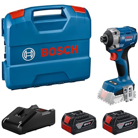 Bosch Professional 18V System Cordless Impact Driver GDR 18V-215 (incl. 2X GBA 5.0Ah, GAL 18V-40 Charger, 1 x Belt Clip, L-Case)