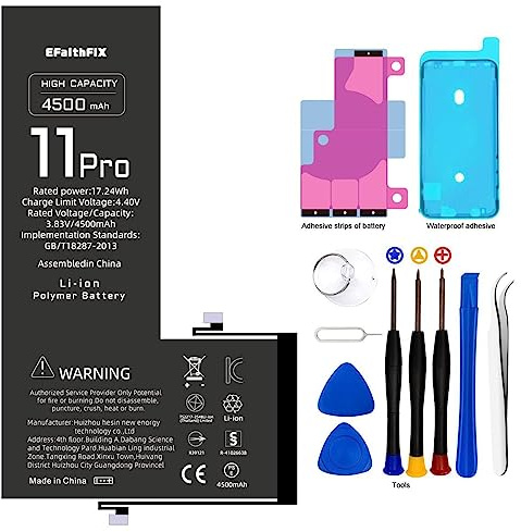 KERID Batterie pour iPhone 11 Pro 4500mAh Batterie de Remplacement Haute capacité 0 Cycle avec Kits d'outils de réparation Professionnels et adhésif (11Pro-4500mAh)