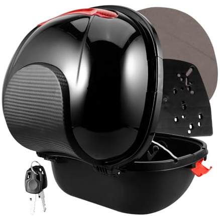 Parliky Maletero Motocicleta Resistente PP con Respaldo Baúl Trasero para Equipaje Maletín Moto Negro con Base Fácil Instalación y Diseño Moderno