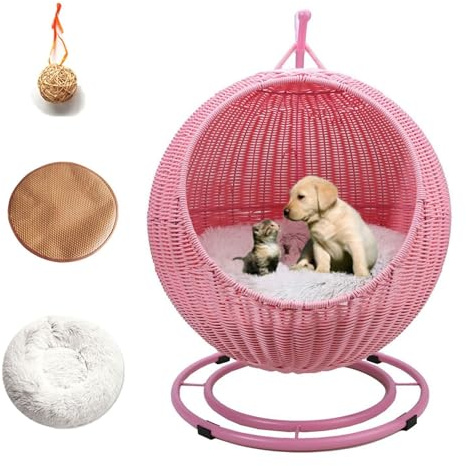 Lit balançoire d'intérieur et d'extérieur pour animal de compagnie avec support et coussin, hamac suspendu pour chats et petits animaux, design confortable pour chambre à coucher, porche