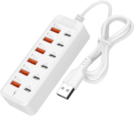 12Port Presa Elettrica USB Tipo C E USB A Hub di Ricarica Con 66W Power Delivery Per Più Dispositivi Telefoni Tablet Multidevice Hub di Ricarica