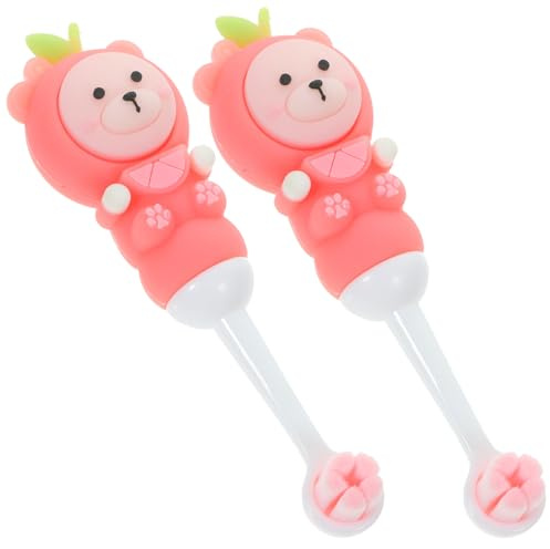 Yardenfun Kinderzahnbürsten mit Weichen Borsten 2 Stück-pack aus Silikon und Niedlichem Bär Design Sanfte Pflege Rosa für Zähne und Zahnfleisch für Kleinkinder