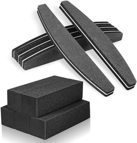 Xinstroe 10 Stück Nagelfeilen Buffer, Doppelseitige 100/180, schwarz | Nagel Block Polierblock 100/180 Grit