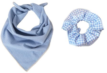 1 Écharpe Carrée en Coton, 1 Bandeau Bleu, Foulard De Protection Solaire D'Été, Foulard D'Extérieur, Élastique Simple Et Polyvalent.