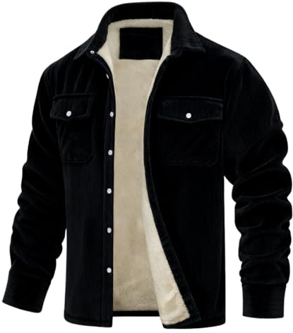 VDDTAGAM Chemise Bucheron Polaire Homme en Flanelle Veste Hiver Chaude Bouton Surchemise à Carreaux (Black,XL) VDD72