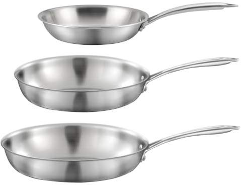 Cuisinox Gourmet – Juego de 3 sartenes (acero inoxidable, 20-24-28 cm)