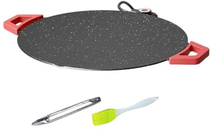 Grill Elettrico | Padella Rotonda Portatile Antiaderente | Grill Da Tavolo Con Pennello Olio E Pinze Da Barbecue | Per Cucina, Barbecue, Colazione, Cottura, Bistecca, Pancake, Burger,