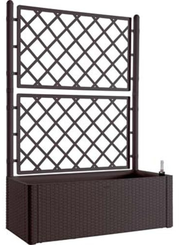 1 PZ FIORIERA + GRIGLIATO NATURAL DELUXE STEFANPLAST PP RATTAN MOKA CM 100X43 H.CM 142