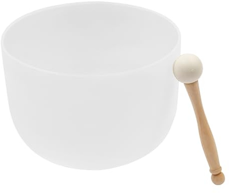 Cuenco tibetano de cuarzo, 440 Hz, diámetro de 25 cm (10 pulgadas), con mazo y anillo de goma, para meditación, yoga y terapia de sonido en casa