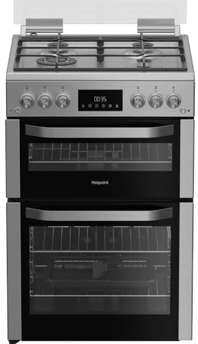 Hotpoint HDG6GDCWX 60cm wide Double Oven Gas Cooker - Stainless Steel