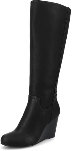 Journee Collection Women's Langly Wedge Knee High Boots - Black, 8.5