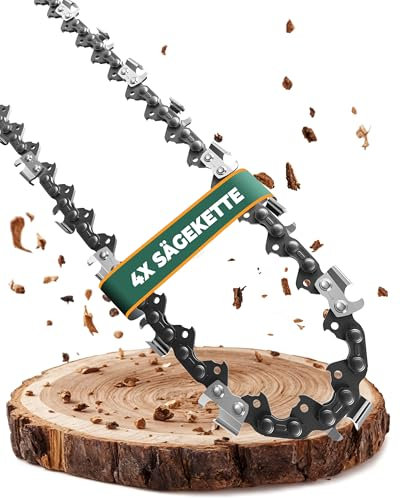 SECURA 4 x Sägeketten 3/8' 1,3 mm 50 Glieder I 14' Arbeitslänge | I Kettensäge Kette kompatibel mit Stihl Kettensäge MS170 MS171 MS180 MS230 MS180 MS211