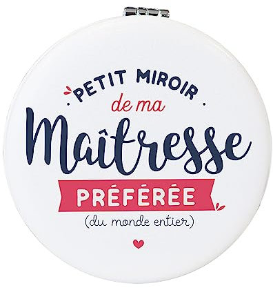 Manahia Miroir Cadeau Maîtresse - Petit Miroir de ma Maîtresse Préférée - Bijoux Maîtresse - Cadeau Fin d'Année Scolaire - Merci Maîtresse - Cadeau Noël Maîtresse - Anniversaire Maîtresse