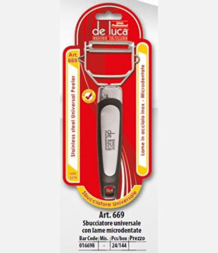 De Luca PELAPATATE SBUCCIATORE Universale in Acciaio Inossidabile, Liscio, Nero