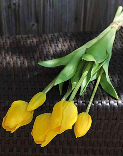 artplants.de Tulpenstrauß künstlich LONA, gelb-grün, 45cm, Ø15cm - Kunstblumenstrauß/Textilblumen
