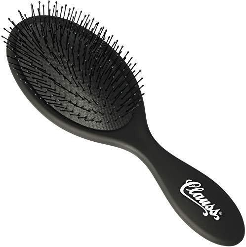 Clauss Wash & Brush hårborste för långt hår, paddle-borste med luftkudde och flexibla nylonborst, matt, svart, 70 g