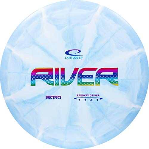 Disco da golf Latitude 64 in stile retrò Burst River, massima distanza frisbee, facile da lanciare per principianti, 170 g Plus, colore del timbro e motivo a scoppio variano (blu)