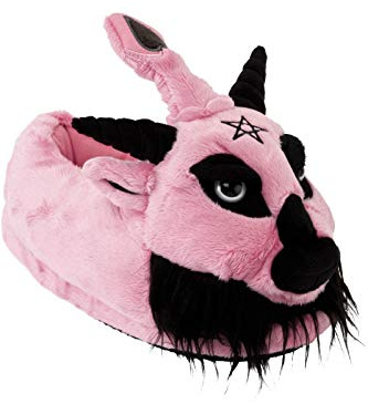 Killstar Dark Lord Satanic Baphomet Goat Goth Punk Bubblegum Slippers KSRA003778 (SmallMedium, medium), Pink