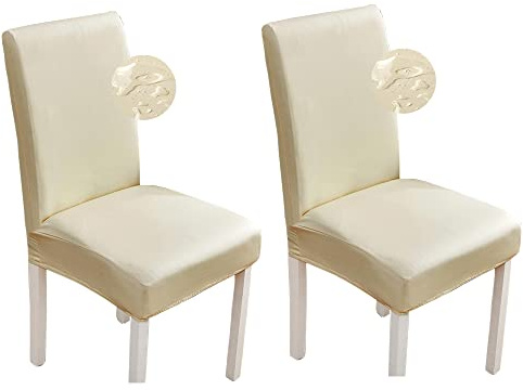 Wasserdichte Stuhlhussen 2er Set Stretch PU Stuhlbezug für Esszimmerstühle | Stuhlhussen, Stretch, Universell, Dekoration, hussen für stühle, Haus, Küche, Hotel, Restaurant, Bankett, Hochzeit, Party
