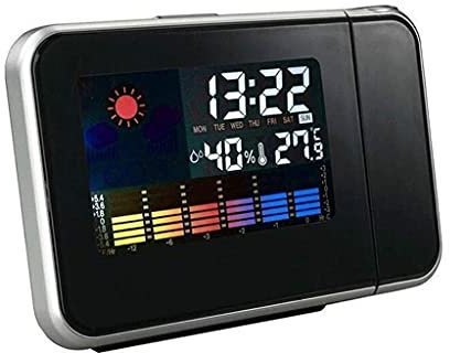 DBOATB Reloj Despertador con Estaciones meteorológicas Reloj Despertador Digital Reloj meteorológico con termómetro Higrómetro Retroiluminación LED Control por Voz Indicador de Tendencia meteorológ
