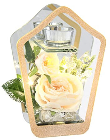 Flair Flower Photophore décoratif en Verre avec Fleurs artificielles et LED - Décoration de Noël - Décoration de Table - Cadeau - Décoration 3D