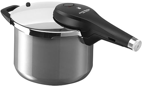 WMF Perfect Premium Fusiontec Schnellkochtopf Induktion, Dampfkochtopf 6,5l, High-Tech Keramik, 2 Kochstufen, All-In-One-Drehknopf, grau