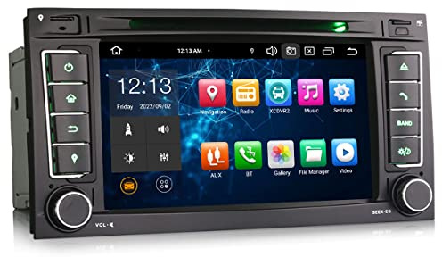 Erisin 7 Pouces Android 12 Autoradio Bluetooth GPS Navigation pour VW Touareg T5 Multivan Lecteur CD Carplay Android Auto DSP Dab+ WiFi OBD2 Radio FM RDS TPMS USB TNT Écran Tactile 【8 Cœurs 4GB+64GB】