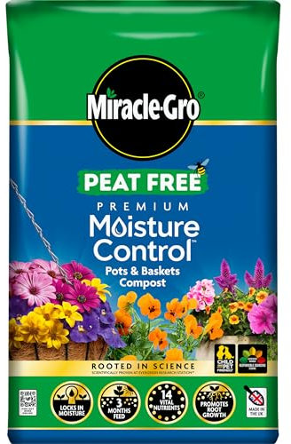 Miracle-Gro PEAT FREE Premium Moisture Control Compost, 40 Litres, Brown
