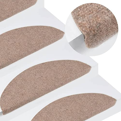 MOONAIRY Stufenmatten Selbstklebend 15 STK Treppenmatten, Treppenstufen Matten, Teppich Treppenstufen, Treppenteppich, Treppenauflagen Teppich, 56x20 cm Beige