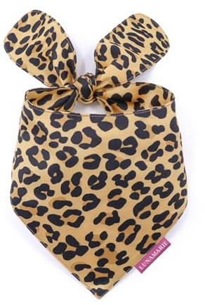 LunaMarie - Luxuriöse Hundehalstücher – niedliche Leoparden-Designs | hochwertiges und weiches Polygewebe | 100% handgefertigt, verstellbare Form, Tierdruck, Haustier-Schals in den Größen S, M, L