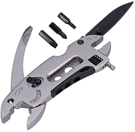 Pinza Multiuso Coltellino, Coltello Multi Tool Chiave Regolabile Cacciavite Bit Pinze Survival Emergency Gear Assembly per Campeggio Emergenza all'Aperto